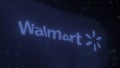 WALMART logo on a waving digital flag, editorial 3d rendering