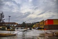 Walmart neighborhood grocery store in the rain and gas station