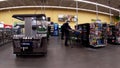 Walmart retail grocery store interior people in line at checkout Royalty Free Stock Photo