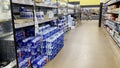 Walmart retail store interior water aisle cases on floor