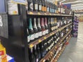 Walmart retail store interior wine shelves