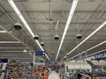 Walmart retail store many cameras on the ceiling