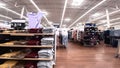 Walmart super center interior long pan apparel area seasonal change to Winter in Georgia aisles