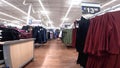 Walmart super center interior long pan apparel area seasonal change to Winter in Georgia racks