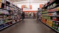 Walmart Supercenter retail store interior drinks aisle Royalty Free Stock Photo