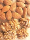 Walnut and almond background