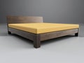 Walnut Bed 1- Contemporary Design - Rendered Image Royalty Free Stock Photo