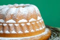 Walnut cake with easter eggs close up