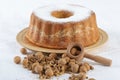 Walnut cake with nuts in front