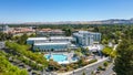 Walnut Creek, California USA August 10, 2023: A drone photo above the Renaissance Inn Hotel in Walnut Creek California, surrounded