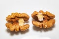 Walnut, European walnut (Juglans regia L.) open, isolated on white background, Royalty Free Stock Photo