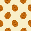 walnut flat design seamless pattern. Seamless pattern with leaves and vegetable. Vector illustration of art. Vintage background.