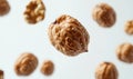 A walnut is flying through the air Royalty Free Stock Photo