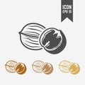 Walnut isolated vector black and colored icons