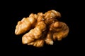 Walnut kernel, nut isolated on black background Royalty Free Stock Photo