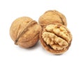Walnut peeled in shell, isolated on a white background Royalty Free Stock Photo