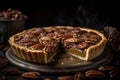Walnut pie tasty caramel. Generate Ai Royalty Free Stock Photo