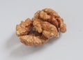 Walnut pieces on the white background