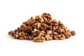 Walnut pile on white background. Neural network AI generated Royalty Free Stock Photo