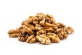 Walnut pile on white background. Neural network AI generated Royalty Free Stock Photo