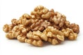 Walnut pile on white background. Neural network AI generated Royalty Free Stock Photo