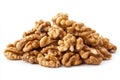 Walnut pile on white background. Neural network AI generated Royalty Free Stock Photo