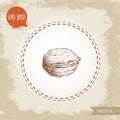 Walnut sketch hand drawn. Eco and super food on vintage background.