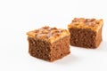Walnut toffee cake with copy on white background Royalty Free Stock Photo