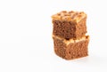 Walnut toffee cake stack on white background Royalty Free Stock Photo