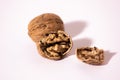 Walnut is a type of fruit composed of a hard, woody shell and a seed, generally edible. In Italian the term can be ambiguous Royalty Free Stock Photo