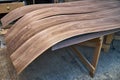 Walnut veneer. Wood texture. Woodworking and carpentry production