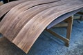 Walnut veneer. Wood texture. Woodworking and carpentry production