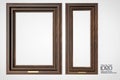 Walnut wood frame on white background