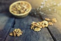 Walnut on wooden background Royalty Free Stock Photo
