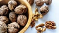 Walnuts in a wooden bowl Royalty Free Stock Photo