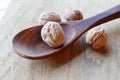 Walnut and wooden spoon