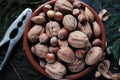 Walnuts, almonds and hazelnuts from above Royalty Free Stock Photo