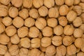 Walnuts background, pile of unshelled nuts