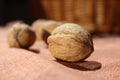 Walnuts and the Basket Royalty Free Stock Photo