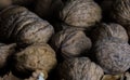 Walnuts on a dark black background Royalty Free Stock Photo