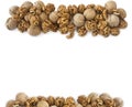 Walnuts at border of image with copy space for text. Royalty Free Stock Photo