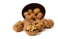 walnuts in a brown bowl Royalty Free Stock Photo