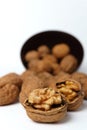 walnuts in a brown bowl Royalty Free Stock Photo