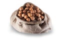 Walnuts in burlap bag Royalty Free Stock Photo