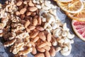 Walnuts, cashew nuts and almonds Royalty Free Stock Photo