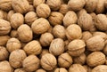 Walnuts closeup of the bag at the village market. Royalty Free Stock Photo