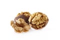Walnuts in closeup on white background Royalty Free Stock Photo