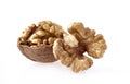 Walnuts in closeup on white background Royalty Free Stock Photo