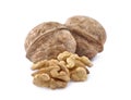 Walnuts in closeup  on white background Royalty Free Stock Photo