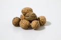 Walnuts composition in a white background